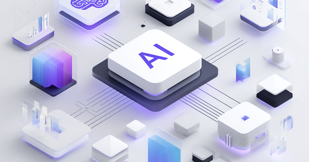 Artificial intelligence and machine learning solutions illustration