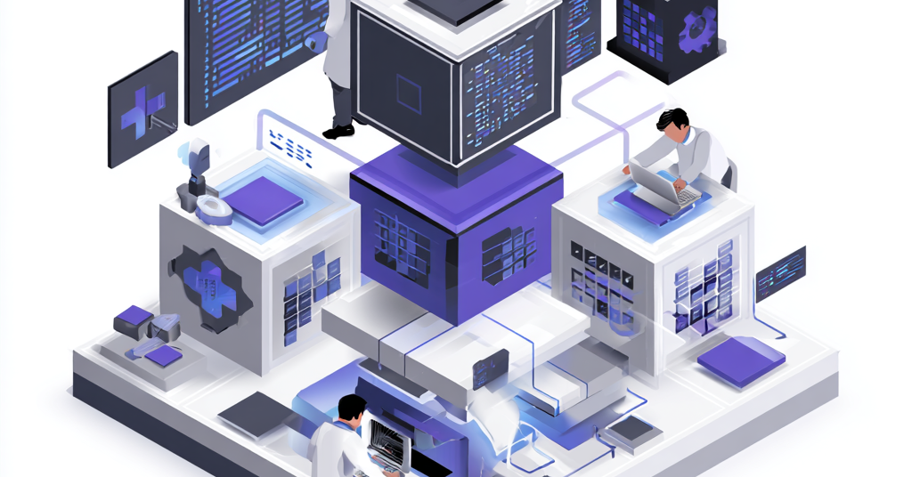 Enterprise system architecture and IT infrastructure design illustration