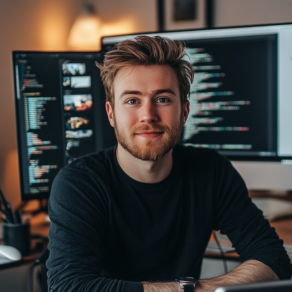 Software engineer working on IT solutions in a modern development environment